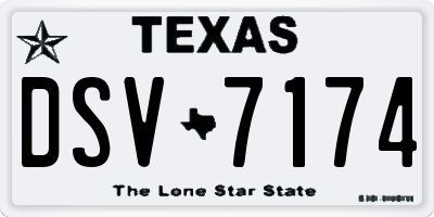 TX license plate DSV7174