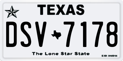 TX license plate DSV7178