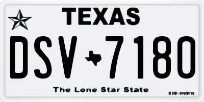 TX license plate DSV7180