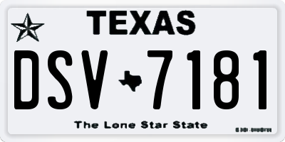 TX license plate DSV7181