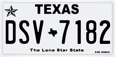TX license plate DSV7182