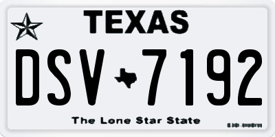 TX license plate DSV7192