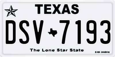 TX license plate DSV7193
