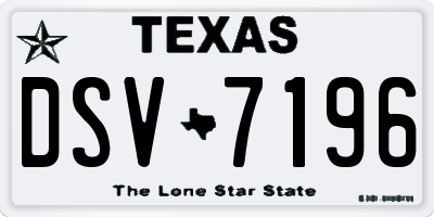 TX license plate DSV7196