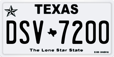 TX license plate DSV7200