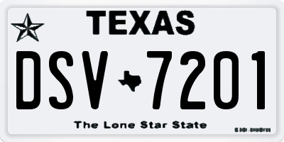 TX license plate DSV7201
