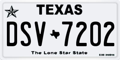 TX license plate DSV7202