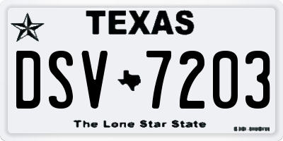 TX license plate DSV7203
