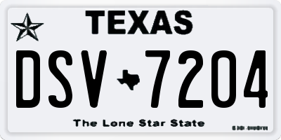 TX license plate DSV7204