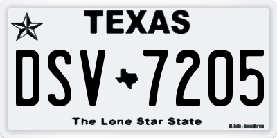 TX license plate DSV7205