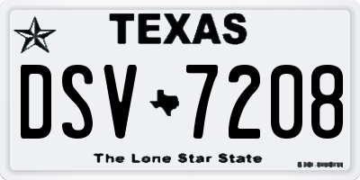 TX license plate DSV7208