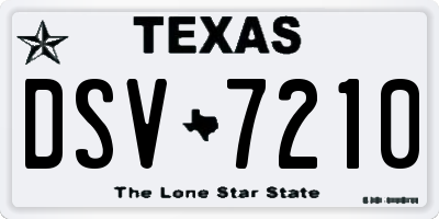 TX license plate DSV7210