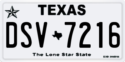 TX license plate DSV7216