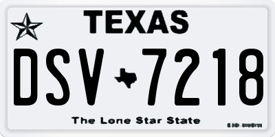 TX license plate DSV7218