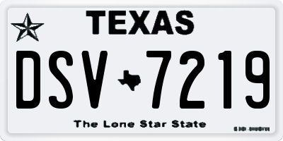 TX license plate DSV7219