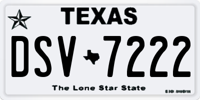 TX license plate DSV7222