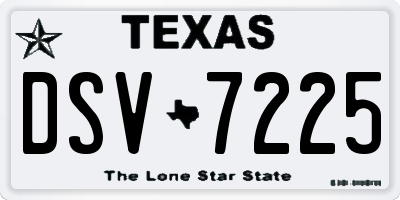 TX license plate DSV7225