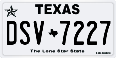 TX license plate DSV7227