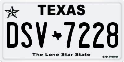 TX license plate DSV7228