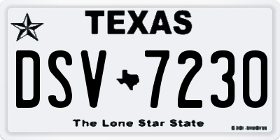 TX license plate DSV7230