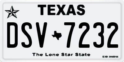 TX license plate DSV7232