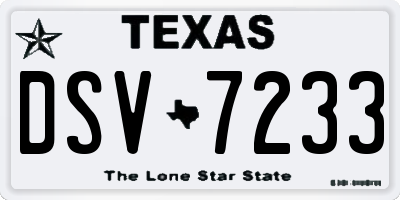 TX license plate DSV7233