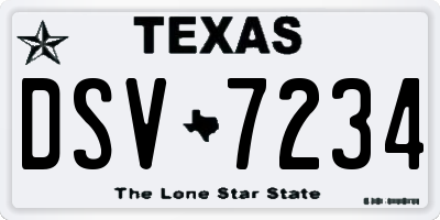 TX license plate DSV7234