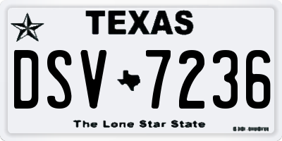 TX license plate DSV7236