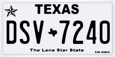 TX license plate DSV7240