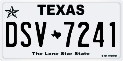 TX license plate DSV7241