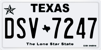 TX license plate DSV7247