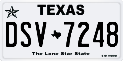 TX license plate DSV7248