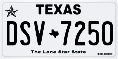 TX license plate DSV7250