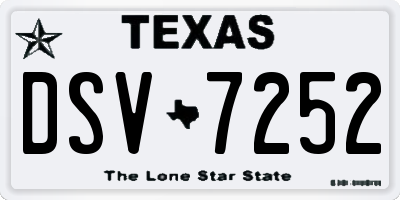 TX license plate DSV7252