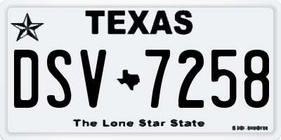 TX license plate DSV7258