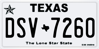 TX license plate DSV7260