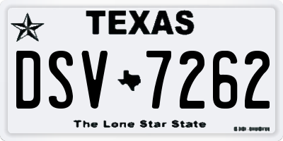 TX license plate DSV7262