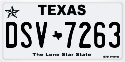 TX license plate DSV7263