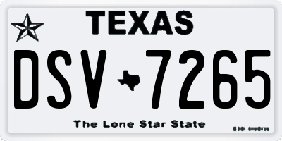 TX license plate DSV7265