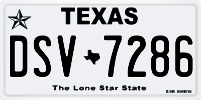TX license plate DSV7286