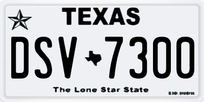 TX license plate DSV7300