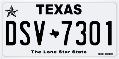 TX license plate DSV7301