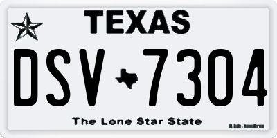 TX license plate DSV7304