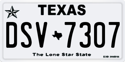TX license plate DSV7307