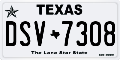 TX license plate DSV7308