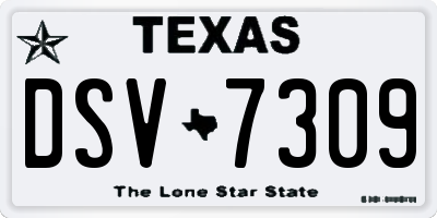 TX license plate DSV7309