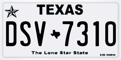 TX license plate DSV7310