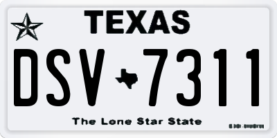 TX license plate DSV7311