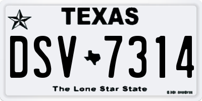 TX license plate DSV7314