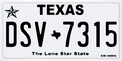 TX license plate DSV7315